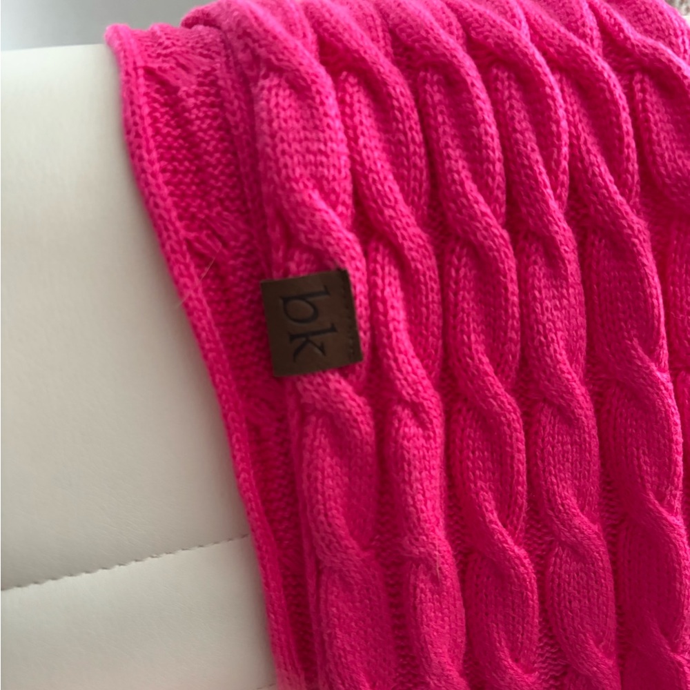 Bright Pink Cable Knit Scarf